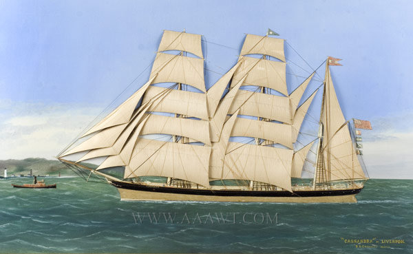 Fabric and Oil Painting on Canvas, Schooner 'Cassandra'
Thomas Willis (1850 to 1912), entire view